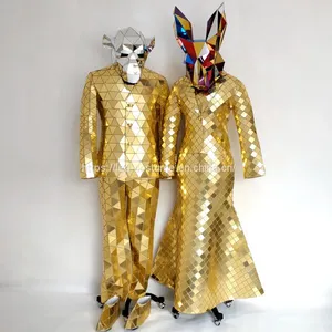 Golden Silver Colorful Disco Ball Mirror Man Dress Suit Costume for Stage Performance thumbnail-4