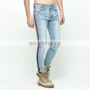 DiZNEW Fashion Super Skinny Jeans Strech Pants Damaged Track Destroyed Ripped Jeans thumbnail-1