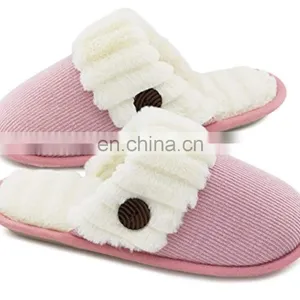 Wholesale Warm Memory Foam Coral Velvet Lined Cozy Winter Indoor Outdoor House Slippers With Non-Slip Rubber Sole thumbnail-2