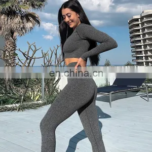 Amazon Hot Sales Women New Styles Bodcon Yoga Suit Ladies Fitness Yoga Wear Women Two Piece Clothing Set thumbnail-5