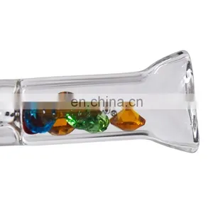 HQP-SP008 HongQiang Transparent Glass Cigarette Holder With Colored Diamond Glass Filter Cartridge Filter thumbnail-6