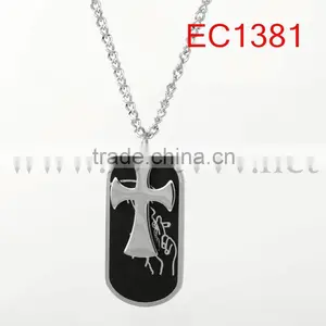 Fashion Stainless Steel Cool Dog Tag Crossing Necklaces for Men thumbnail-1