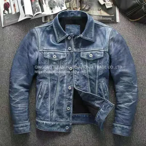2021NEW FASHION WASHED MEN'S GENUINE COWSKIN LEATHER JACKET FACTORY HOT SALE thumbnail-5