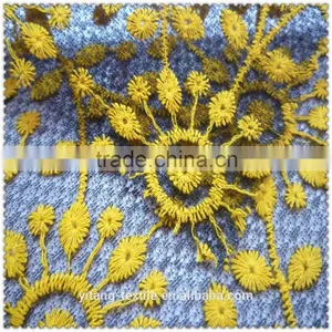 Yellow Sunflower Embroidered Lace Fabric thumbnail-2