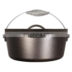 Outdoor Camping Turkey Round Shape Enamel Casserole Dutch Oven Cast Iron Cookware thumbnail-1