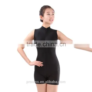 Dance Costume, Sleeveless Zip Front Turtle Neck Shorts Yoga Unitard (6123) thumbnail-4