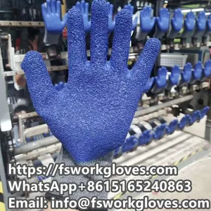 10Gauge 2Yarn Polycotton Liner Crinkle Latex Coated Gloves Latex Coated Work Gloves Latex Dipped Gloves thumbnail-2
