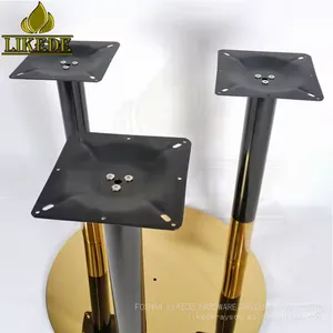 Newest High Quality Shiny Gold Black Big Large Heavy Duty 3 Pillars Columns Stainless Steel Table Base thumbnail-5