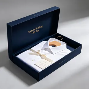 Apparel Folding Gift Box Custom Logo Luxury Paper Packaging Box for Clothing Shirt Garment thumbnail-3