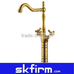 Brass Sink Faucet,Antique Wash Basin Mixer Tap thumbnail-1