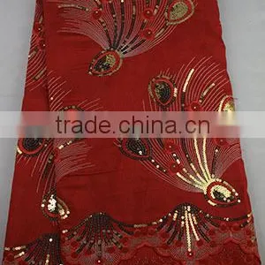 African Raw Silk George Fabric Sequin Embroidery Fabric Lace for Lady Dress GP1002 thumbnail-5