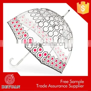Adult Baby Stroller Straight Transparent Printed Pvc Umbrella thumbnail-4
