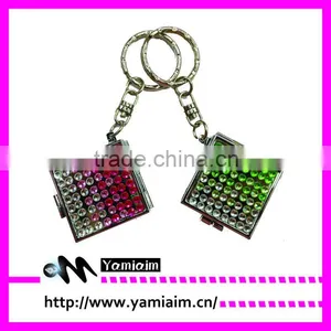 Bling Rhinestone Mirror With Keychain thumbnail-1