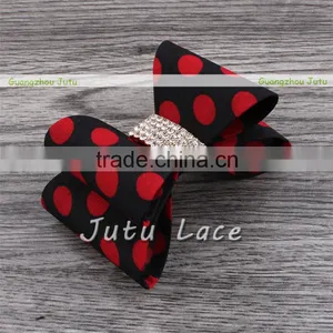 Newest Glitter Crystal Elastic Hair Headbands- Polka Dot Hair Bow Headband-satin Rhinestone Bow Hair Band thumbnail-1
