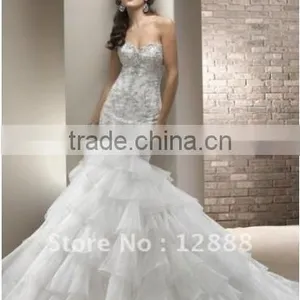 Ivory Organza Silver Decoration Sweetheart Mermaid 2013 Wedding Dre thumbnail-3