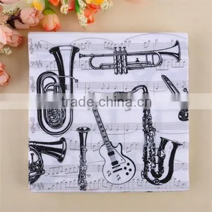 20pieces 33*33cm 100% Virgin Wood Pulp 100% Eco-friendly White&Black Musical Instruments Printed Paper Napkins thumbnail-1