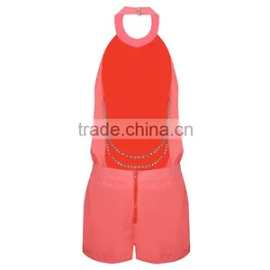 Custom Made Adult Pink Elegant Slim Fit Clubwear Party Trouser Women Woven Jumpsuit thumbnail-5