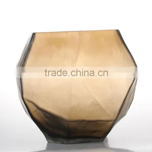 Unique Engraved Brown Glass Vases for Home Decoration thumbnail-1