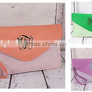 Monogrammed Seersucker Envelope Clutch and Cross Body Purse, Cross Body Clutch, Purse, Tablet Case thumbnail-1