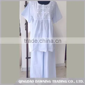 Factory Price White Cotton Plus Size Women Sleepwear Nightgown thumbnail-1
