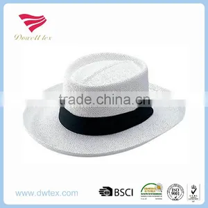 Classic Design Customaize Paper Straw Fedora Hat Custom Logo Band thumbnail-1