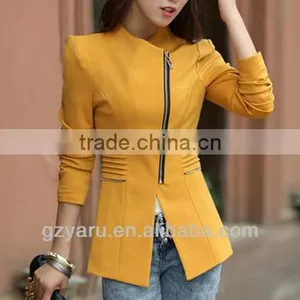 Korean Fashion Women Ladies Yellow Blazer Long Sleeve Blazer for Lady thumbnail-1