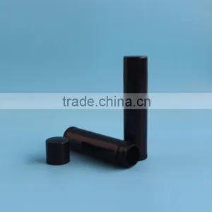 Black 5ml Plastic Cylinder Lip Balm Container thumbnail-3