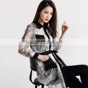 100%Silk Women Long Shirts For Western Style thumbnail-1