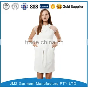 Short Sleeve White Women One-piece Dresses With Pockets thumbnail-1