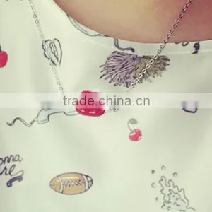 2016 Fashion Women Punk Necklaces Charm Party Gold Plated Red Lip Necklace Choker Collar Necklace thumbnail-6