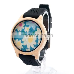 Hot Sale Type Silicone Strap Wrist Watches for Female and Male Wood Watch With Your Logo thumbnail-3