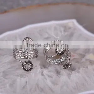 Fashion Flower Design Fashion Druzy Ring, Gold Plated Metal Ring, Pave Setting Crystal Jewelry Finger Gem Natural Stone Ring thumbnail-2
