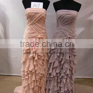 Elegant Ruffle Chiffon Long Chiffon Gown Manufacturers in China thumbnail-4