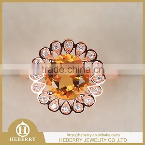 Silver Wedding Ring With Excellent Cutting Citrine Gemstone Best Gift for Ladies thumbnail-1