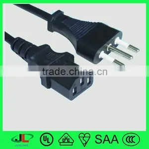 10A 250V Italy ac Power Cable 3 Round Pin Plug , IEC Female Power Cable for Computer thumbnail-1