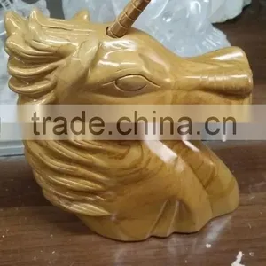Wholesale Crystal Carvings Semi-Precious Stone Petrified Wood Unicorn thumbnail-3