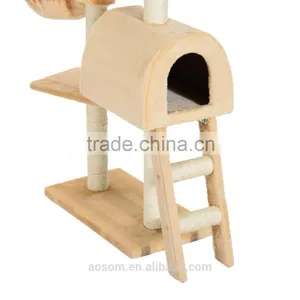 PawHut 100 cm Deep Cream Cat Tree Scratching Activity Center thumbnail-6