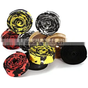 Free Shipping 2pcs Cycling Road Bike Cycle Cork Handlebar Handle Tape Ribbon Wrap Bar + 2 Bar Plug thumbnail-1