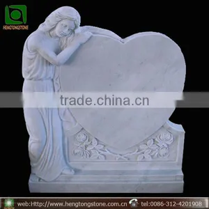 White Marble Heart Memorial Headstone With Rose Design thumbnail-1