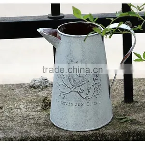 China Cheap Custom Printed Antique Indoor Decoration Metal Flower Pots With Birds Printing for Livingroom thumbnail-5