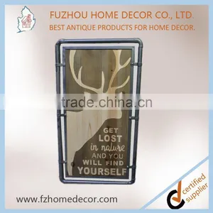 Top Selling Classical Wooden Wall Carved Sign With Metal Waterpipe Frame Decoration for Home thumbnail-6