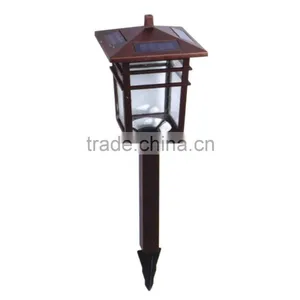 1PK Stainless Steel Solar Garden Lawn LED Path Light in Bronze Finish thumbnail-1