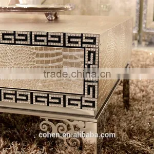 2015 New Arrival Stainless Steel Legs pu Covering Center Coffee Table thumbnail-2