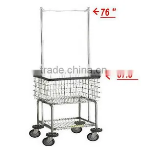 Laundry Cart Basket w/ Double Pole Rack thumbnail-1