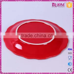 Handmade Ceramic Red Glazed Gift Decorative Plate thumbnail-3