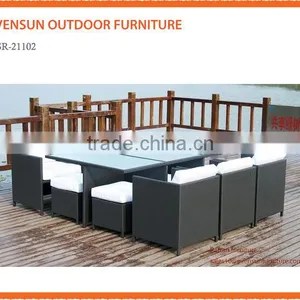 Luxury Durable Easy Cleaning Rattan Dining Set Outdoor Wicker Patio Cube Set thumbnail-2