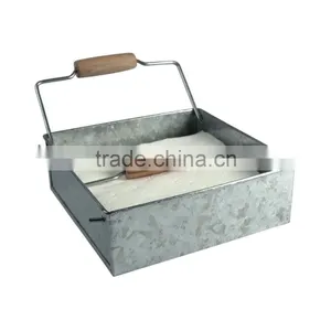 Napkin Holder,Vintage Galvanized Metal Tray thumbnail-1