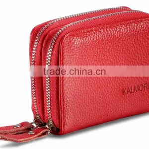 Women's Genuine Leather RFID Secure Spacious Cute Zipper Card Wallet Small Purse thumbnail-4