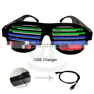 Amazon Best Seller Black Color Sound Activated Crazy Led Sunglasses Glitter Party Sunglasses thumbnail-2