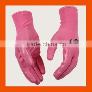 Pink Nitrile Coated Garden Work Chore Gloves,Family Weeding Gloves thumbnail-1